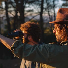 Men exploring wilderness